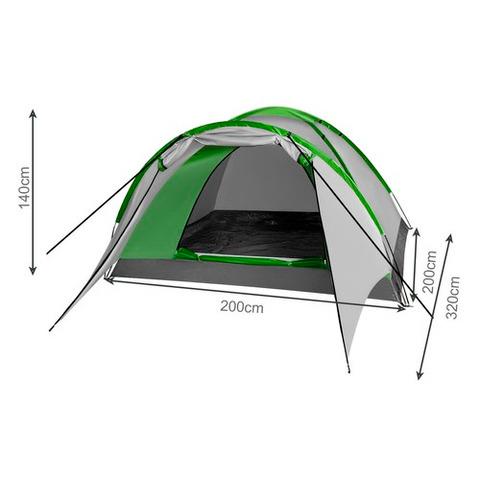 Палатка с навесом в чехле туристическая четырехместная 200х200х140 см Серо-зеленый - фото 2