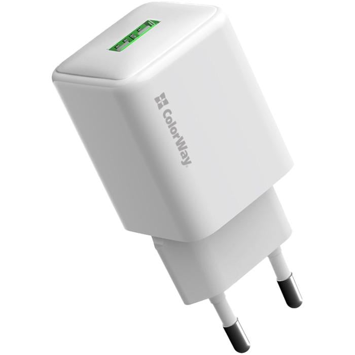Зарядное устройство сетевое ColorWay CW-CHS063Q-WT 18W 1xUSB-A QC 3.0 FCP Auto ID White