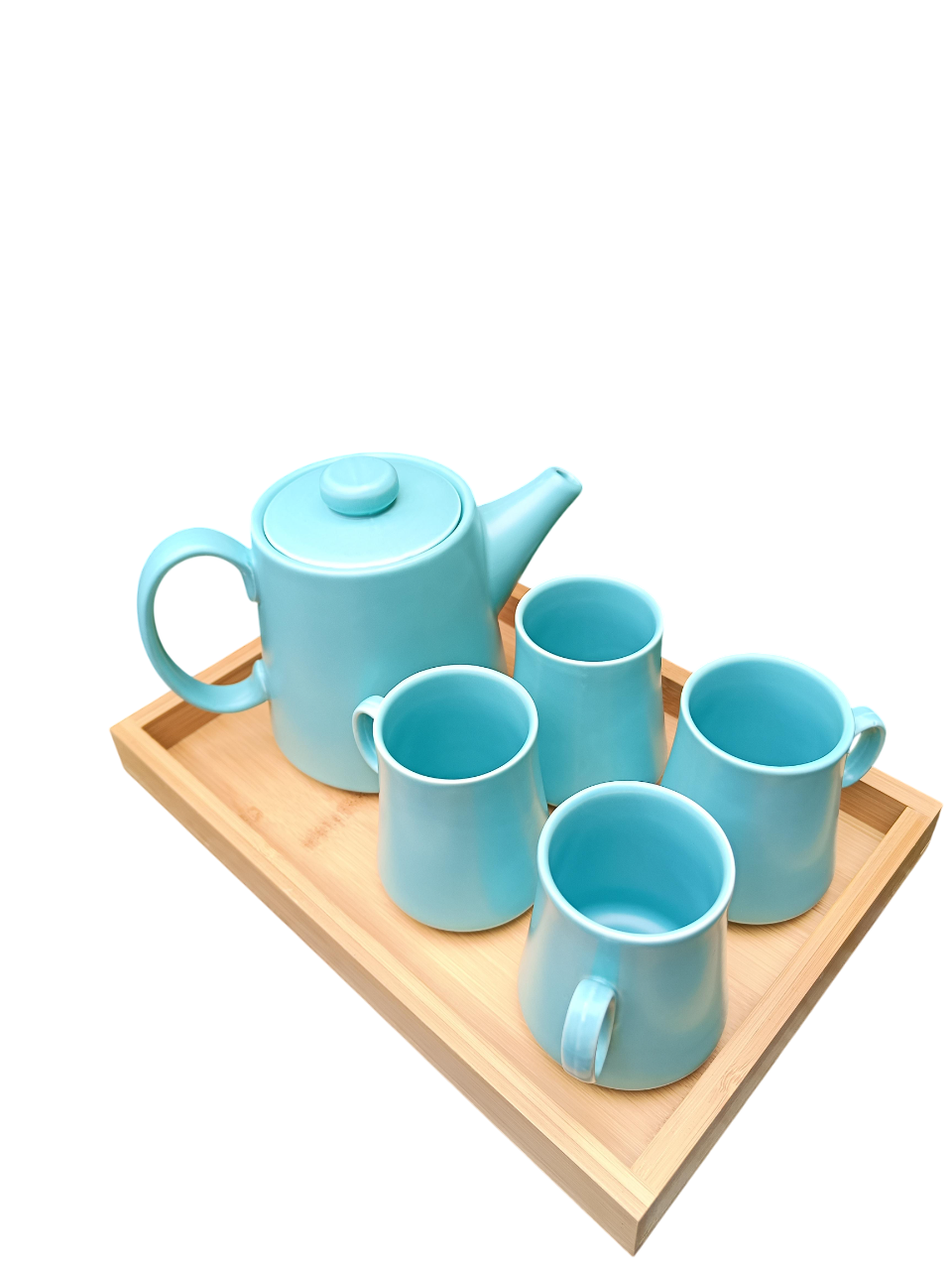 Набір чайник 900 мл та 4 чашки на дерев'яній таці 8030-121 (56553) Набір чайник 900 мл та 4 чашки на дерев'яній таці 8030-121 (56553)