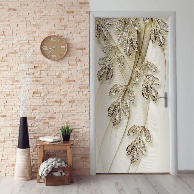 Наклейка интерьерная на двери Sticker Wall SW-00000933 Блестящие листочки 104х210 см