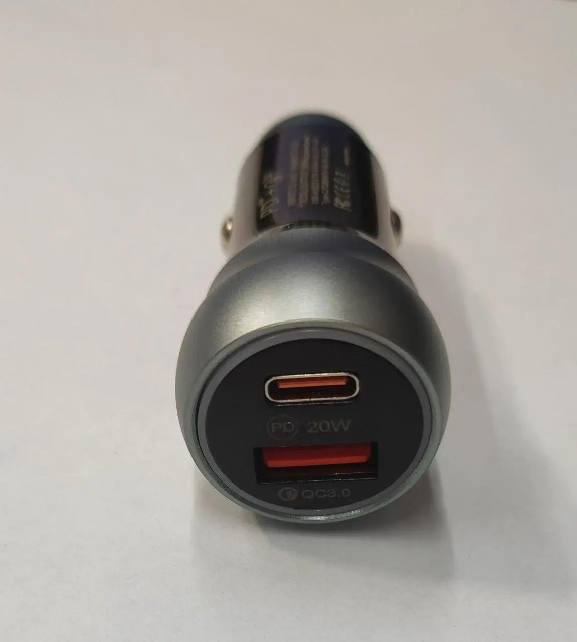 Адаптер в прикуриватель автомобильный C-01 USB Type-C с быстрой зарядкой 38W (9140)