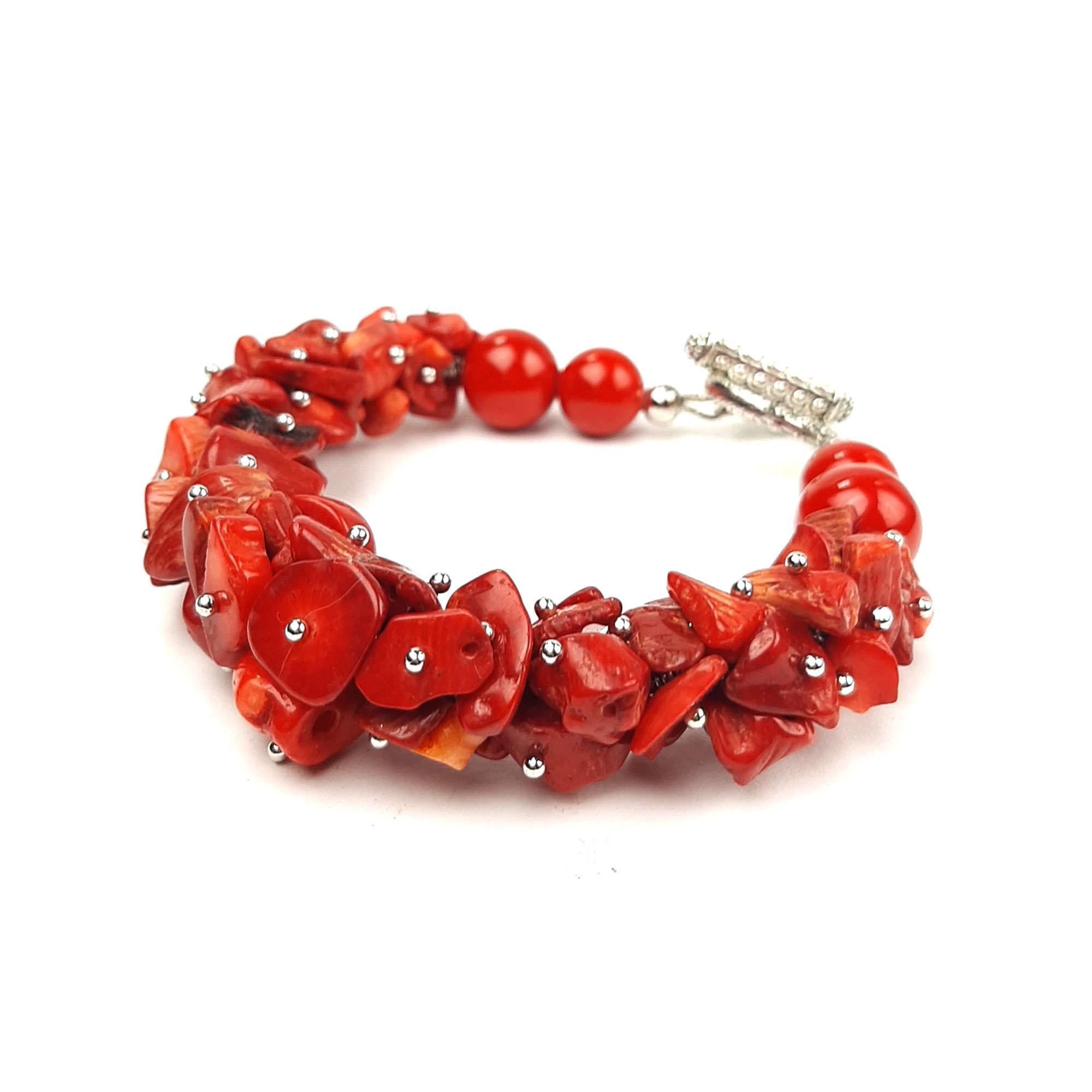 Браслет DARSANA Моно из натурального камня коралл (DRSU141)