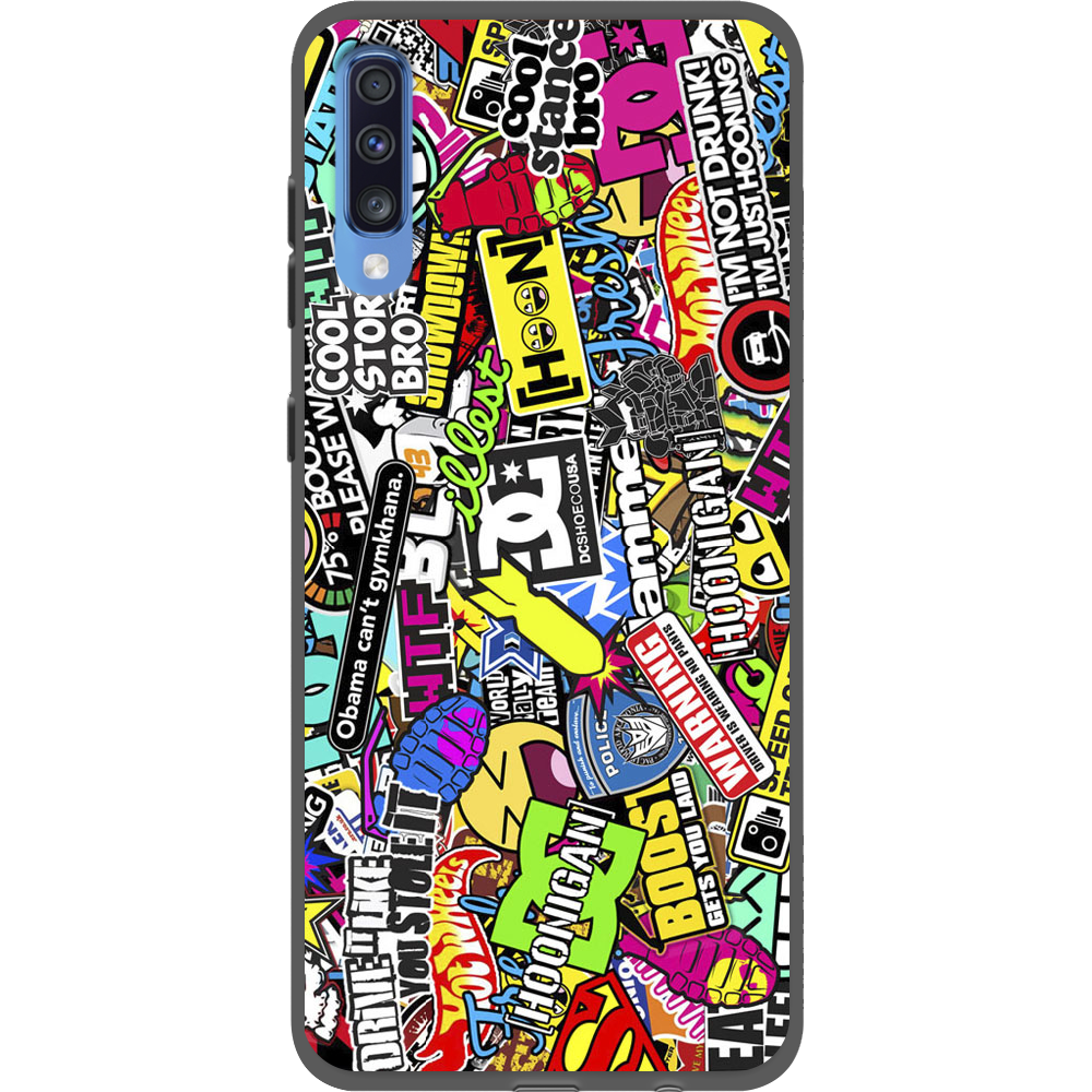 Чехол Boxface Samsung A705 Galaxy A70 Multicolored Inscriptions Черный силикон (36860-up880-37421)