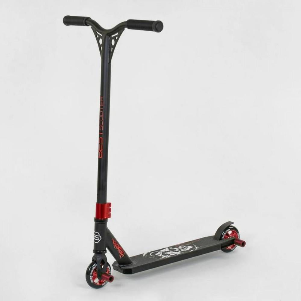Самокат трюковый Best Scooter алюминий HIC-система пеги колеса 10 см Черный с красным (94655)