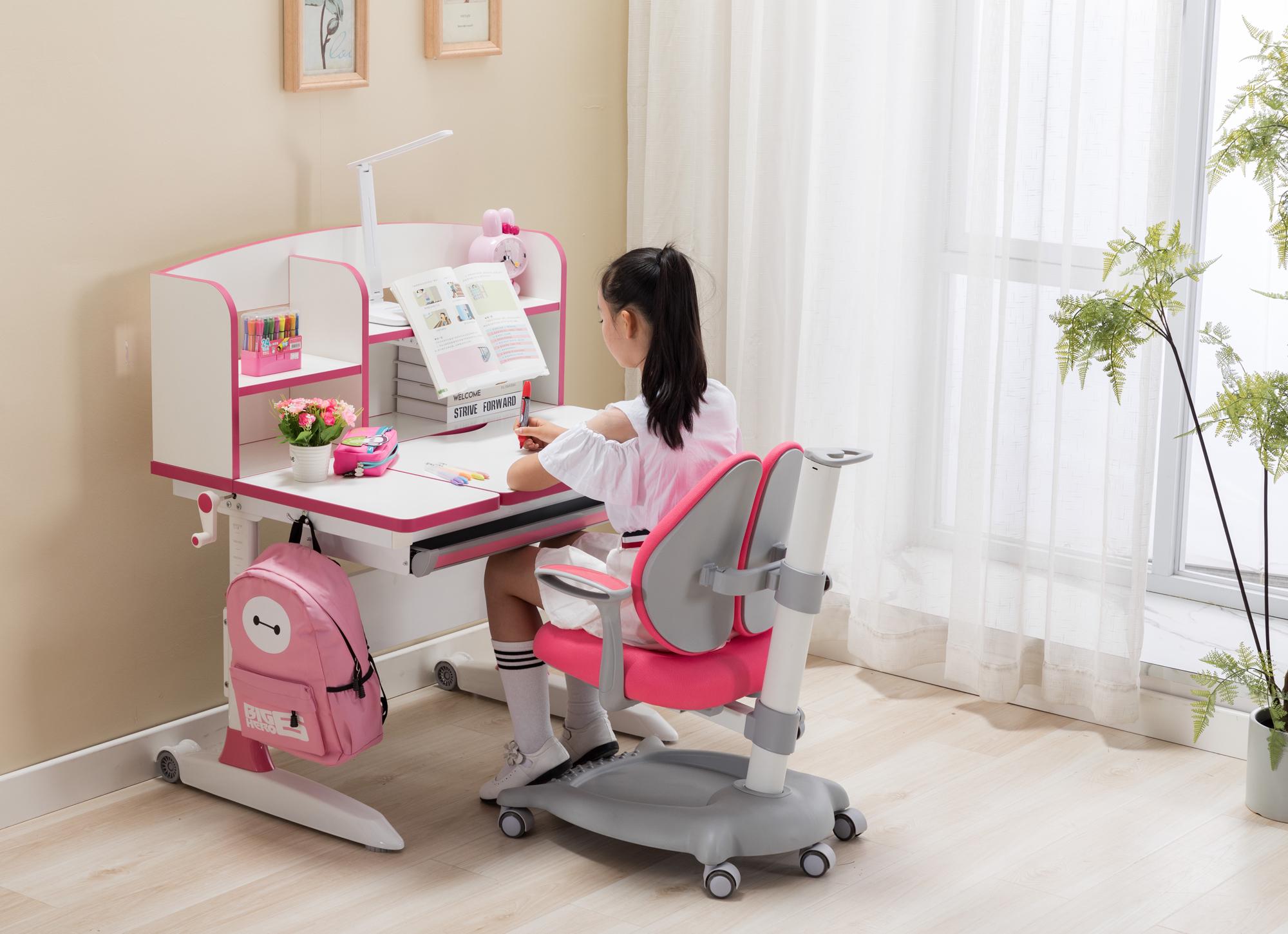 Парта детская регулируемая GT Racer DS-1603 Pink - фото 12