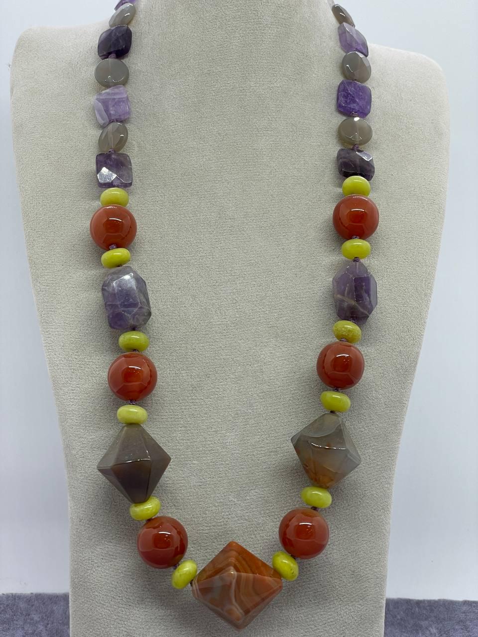 Бусы аметист агат 60 см Фиолетовый (1001)