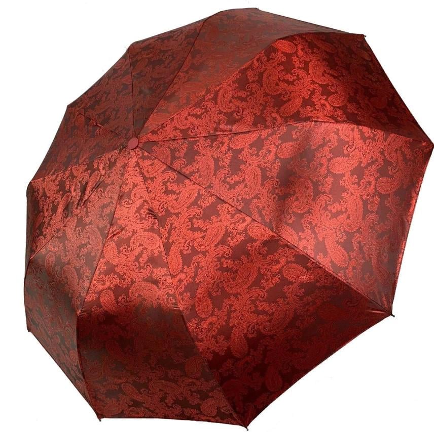 Зонт Flagman полуавтомат складной жаккардовый с узором Бордовый (37499)