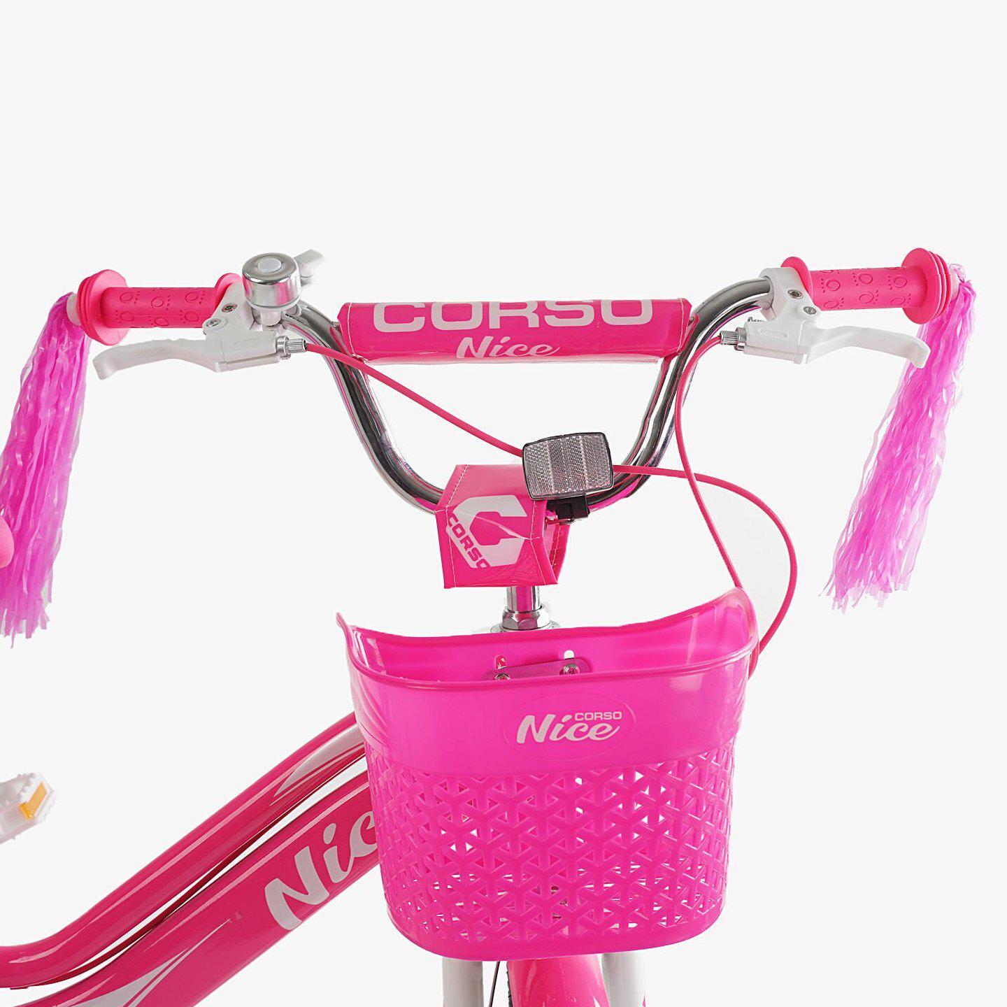 Детский велосипед с корзиной и багажником для девочки 20" Corso Nice Малиновый (811789934) - фото 5 Детский велосипед с корзиной и багажником для девочки 20" Corso Nice Малиновый (811789934) - фото 5