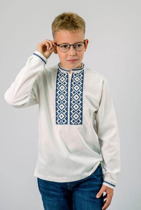 Вышиванка для мальчика Код Традиции с темно-синей вышивкой 92 см (1804973479) - фото 5