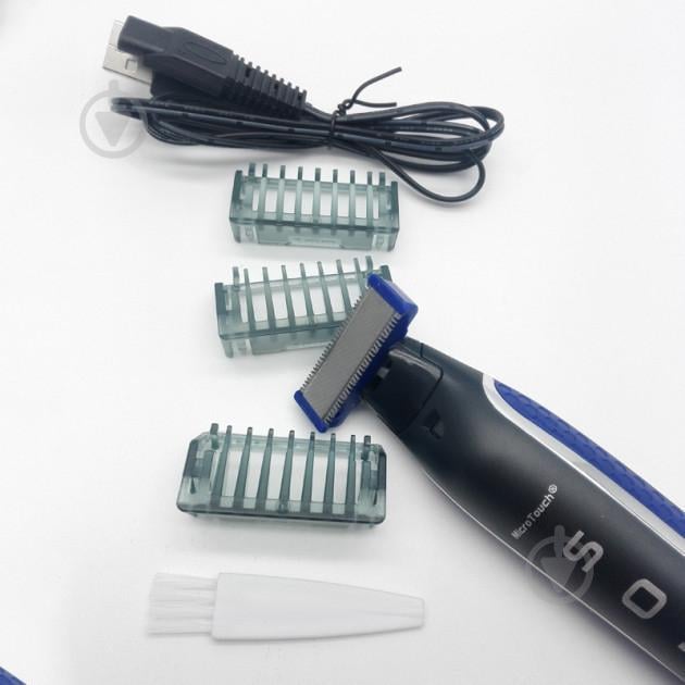 Чоловічий тример Solo Micro Touch Trimmer акумуляторний багатофункціональний Чорний з синім (258706) - фото 2