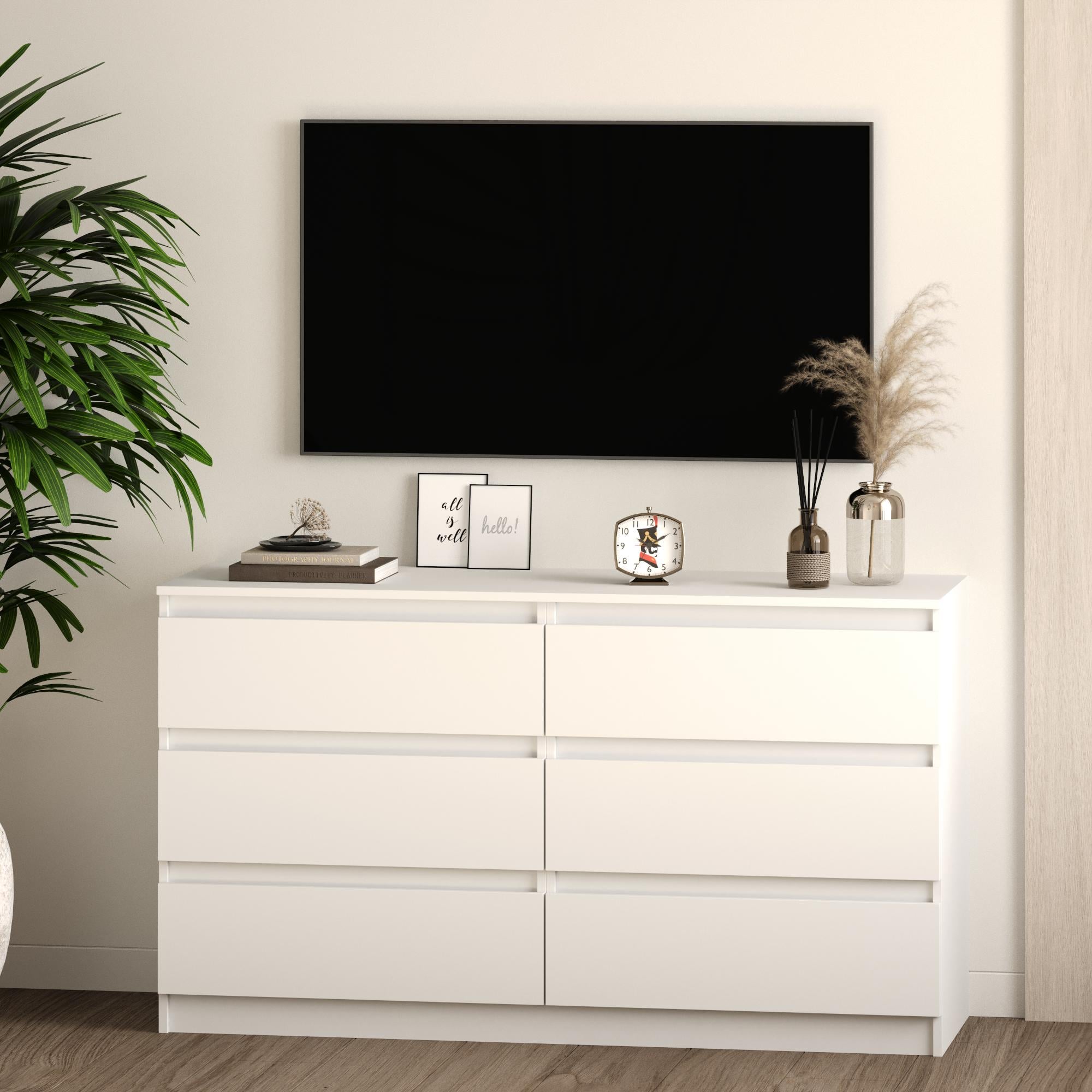 Комод на 6 ящиков без ручек Line TVF6 1400x450x800 мм Белый