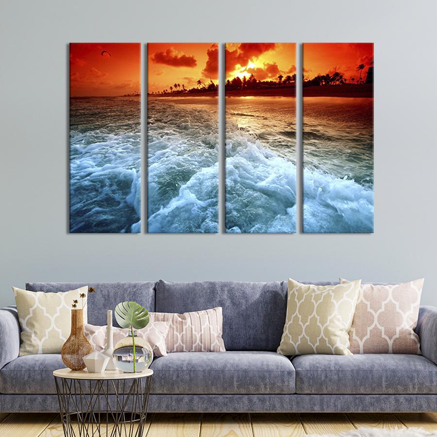 Модульная картина из 4 частей Вечерние сумерки над берегом 209x133 см (455-41)