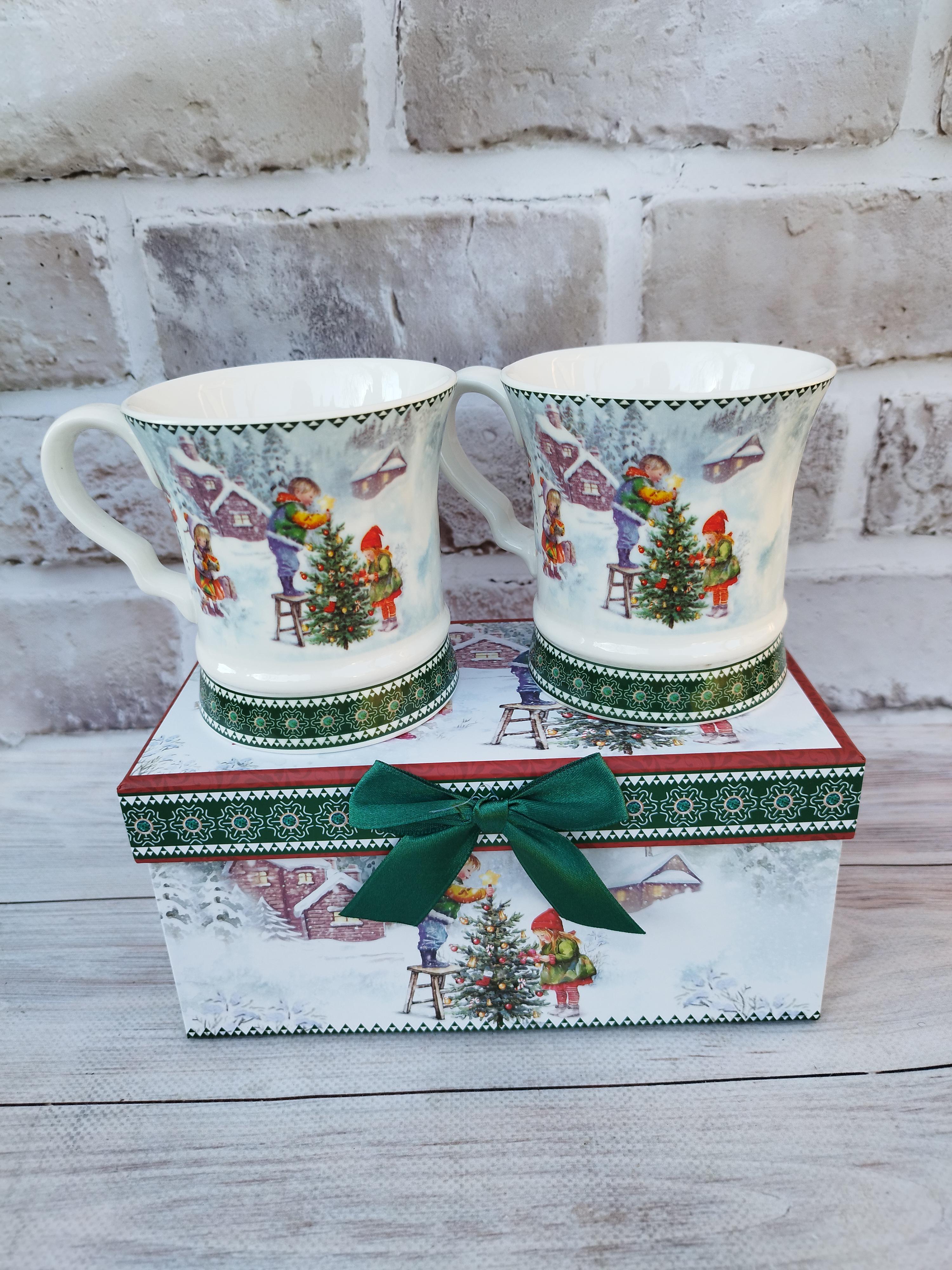 Чайный набор новогодний Christmas fun фарфор в подарочной коробке 280 мл/2 шт. (R33346)