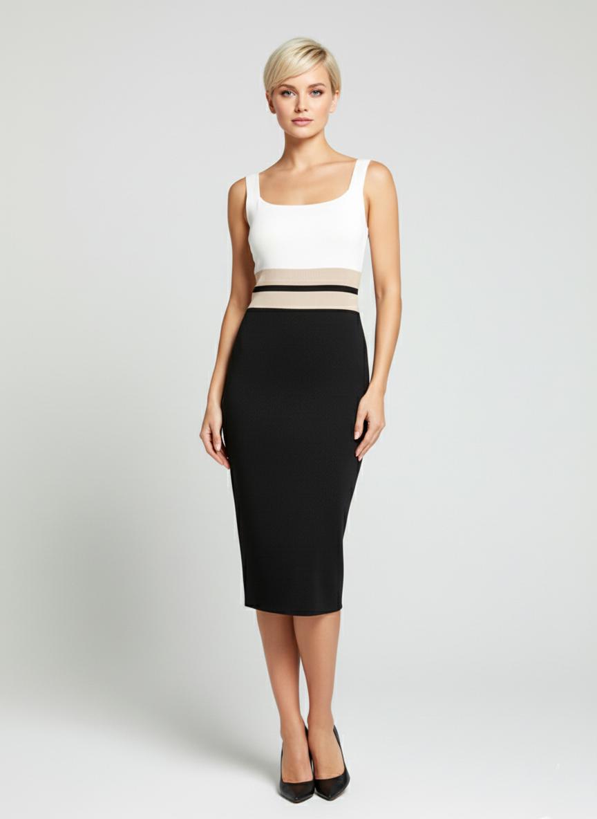 Платье миди в полоску трикотажное с квадратным вырезом M (ZC-215) - фото 2 Платье миди в полоску трикотажное с квадратным вырезом M (ZC-215) - фото 2