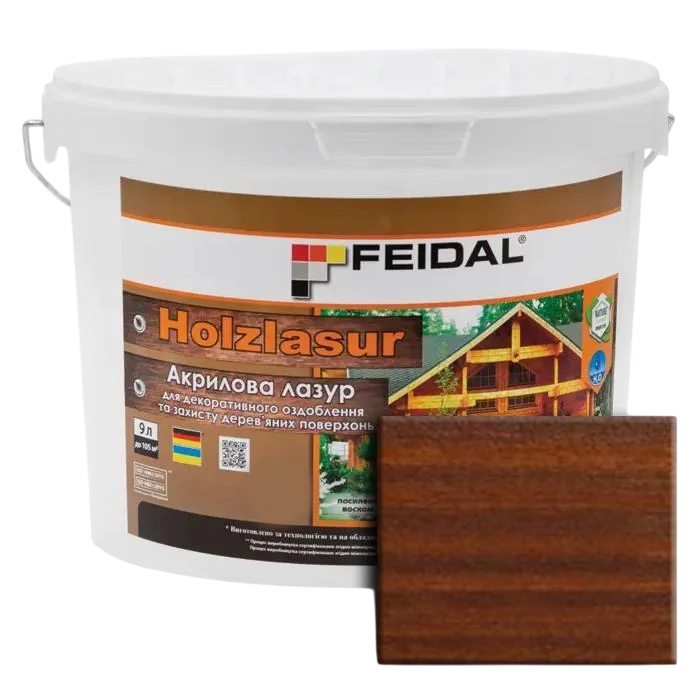 Лазур акрилова Feidal Holzlasur 9 л Горіх (1886455381) - фото 1