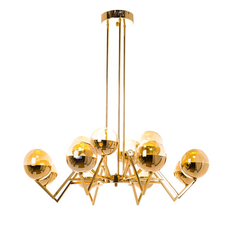 Люстра подвесная LED Light House ES-15956/8+4/gold 30W на 10 плафонов Золото