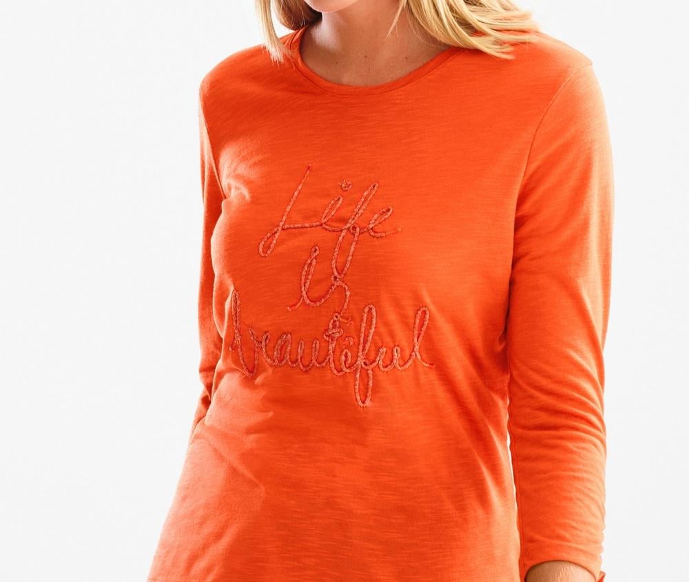 Футболка C & A 64372/2076992x26 длинный рукав женская XS Оранжевый (184284)