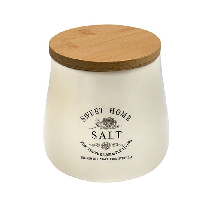 Банка для соли Stenson Глазурь с бамбуковой крышкой 1,2 л (MMS-MC2832)