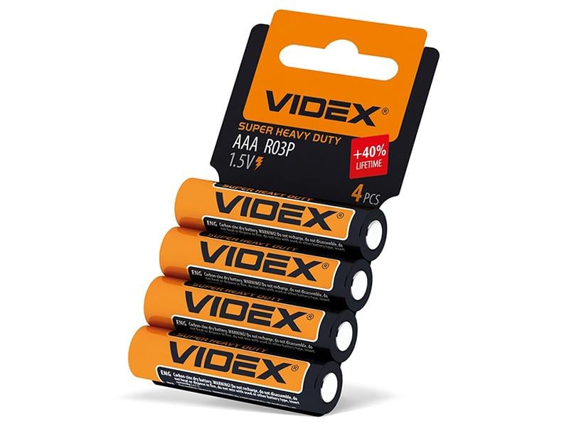 Батарейка солевая Videx R03P/AAA 4 шт. Shrink Card (8436) Батарейка солевая Videx R03P/AAA 4 шт. Shrink Card (8436)