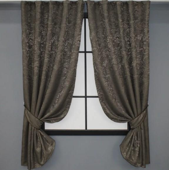 Комплект коротких штор Pavliani лен мрамор 1,3х1,7 м 2 шт. Какао (1288ш)