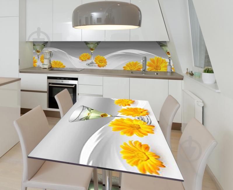 Наклейка 3Д виниловая на стол Zatarga «Мартини в цветах» 600х1200 мм для домов, квартир, столов, кофейн, кафе