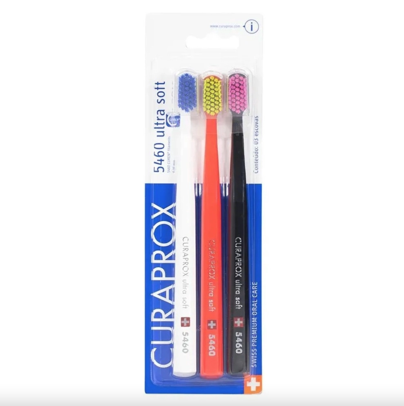 Набір зубних щіток CURAPROX CS 5460 Ultra Soft ультрам'яка 3 шт. Білий/Червоний/Чорний