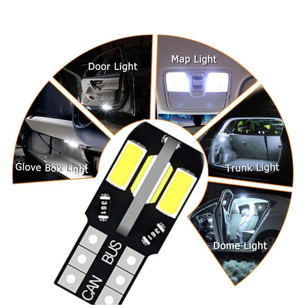 Автомобильные лампы светодиодные T10 W5W Canbus 8SMD 12V 10 шт. Белый (2149939260) - фото 7