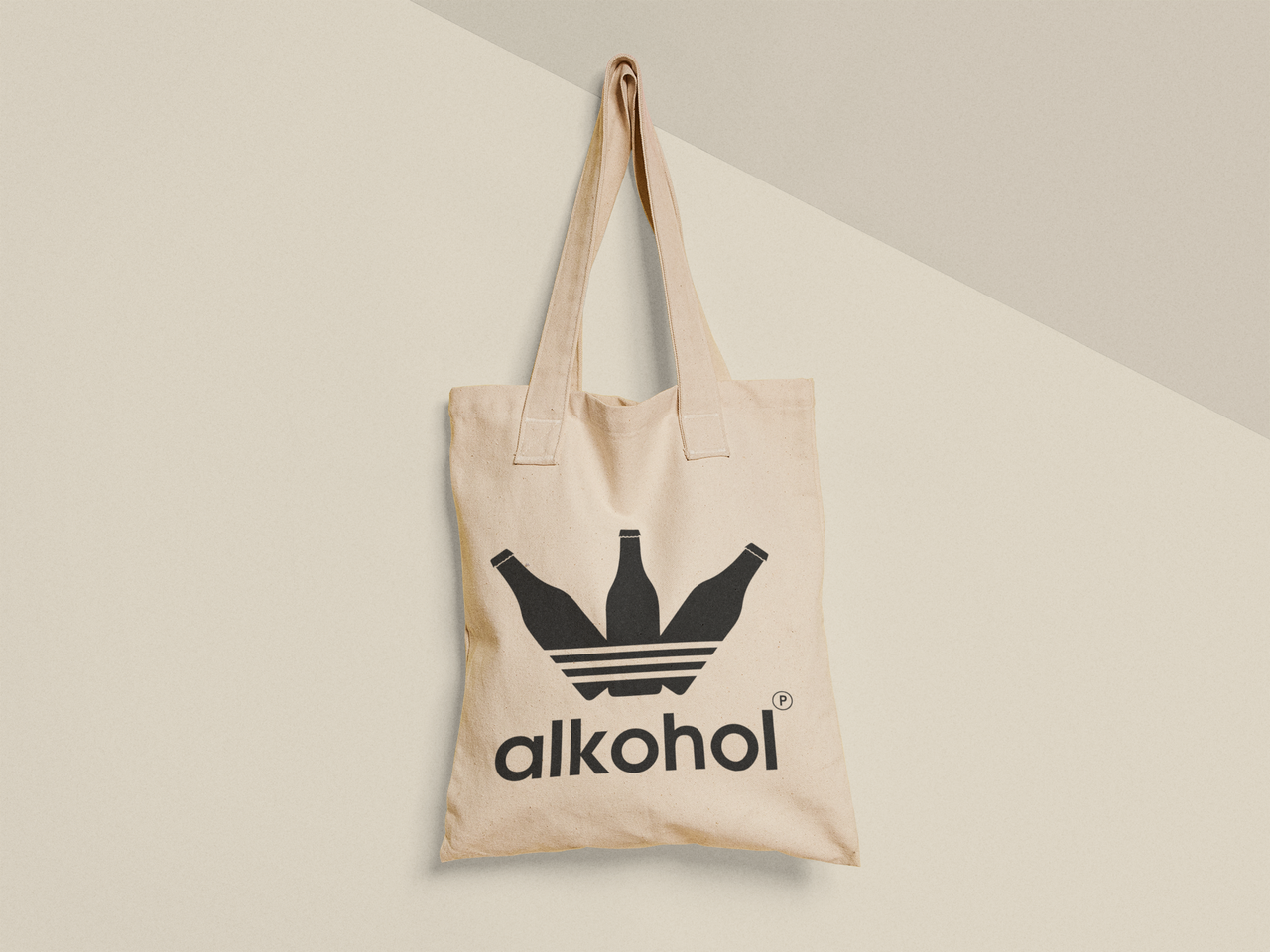Эко-сумка шоппер с принтом "Alkohol" 38х40 см Бежевый (ПН407-Т)