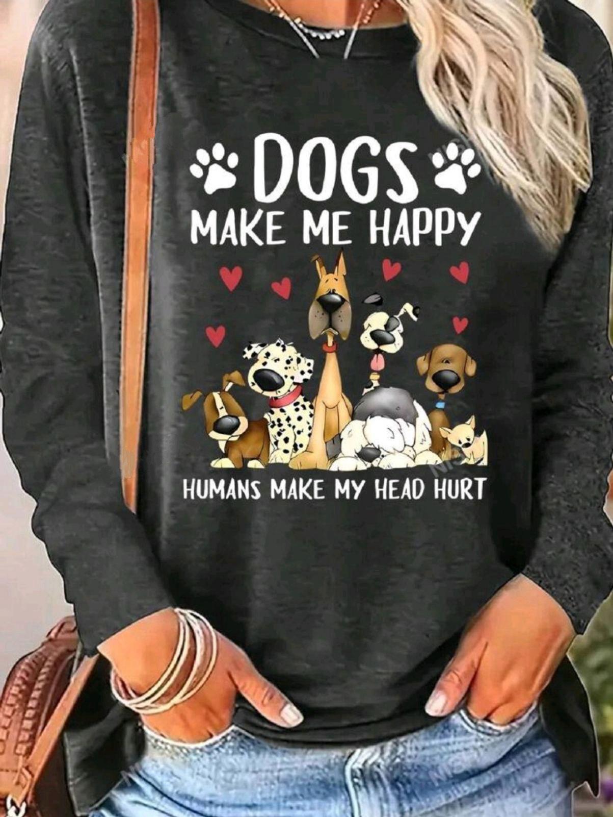 Блузка с рукавами женская DOG PRINT S/M Темно-серый (27264203)