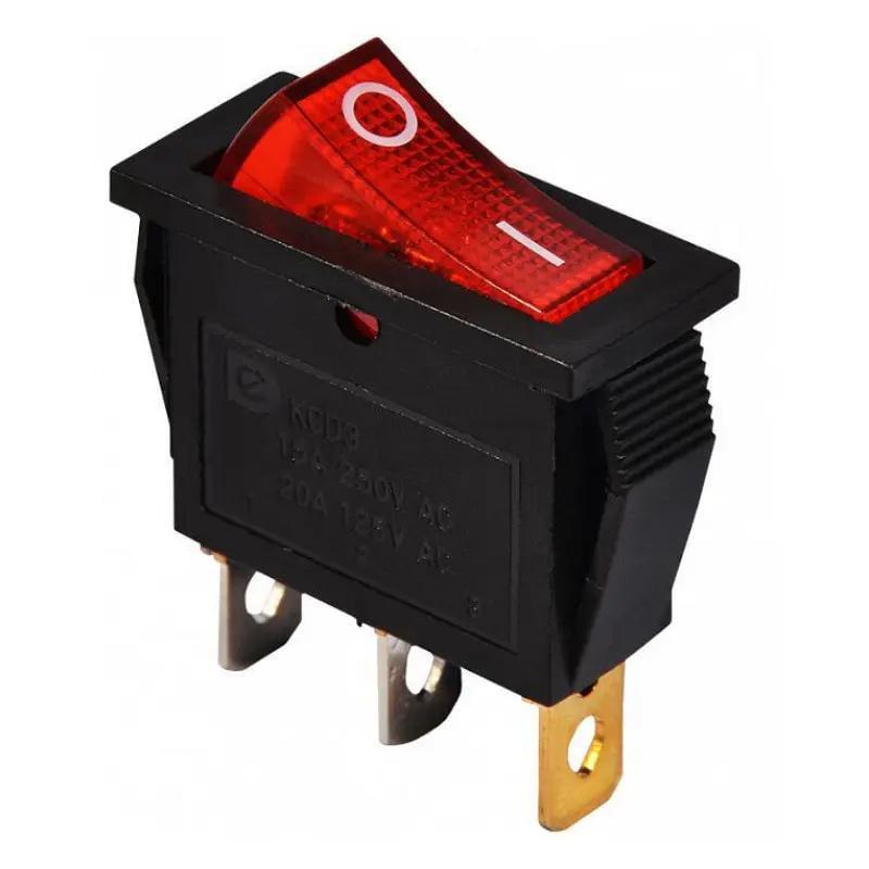 Переключатель Lemanso LSW01 с подсветкой Красный (КСD3-102N)
