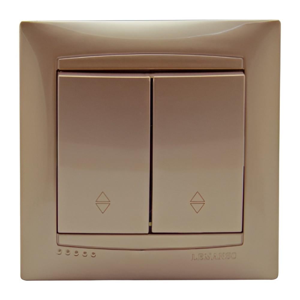 Выключатель двухклавишный Lemanso Сакура проходной Золотой (LMR1206) Выключатель двухклавишный Lemanso Сакура проходной Золотой (LMR1206)