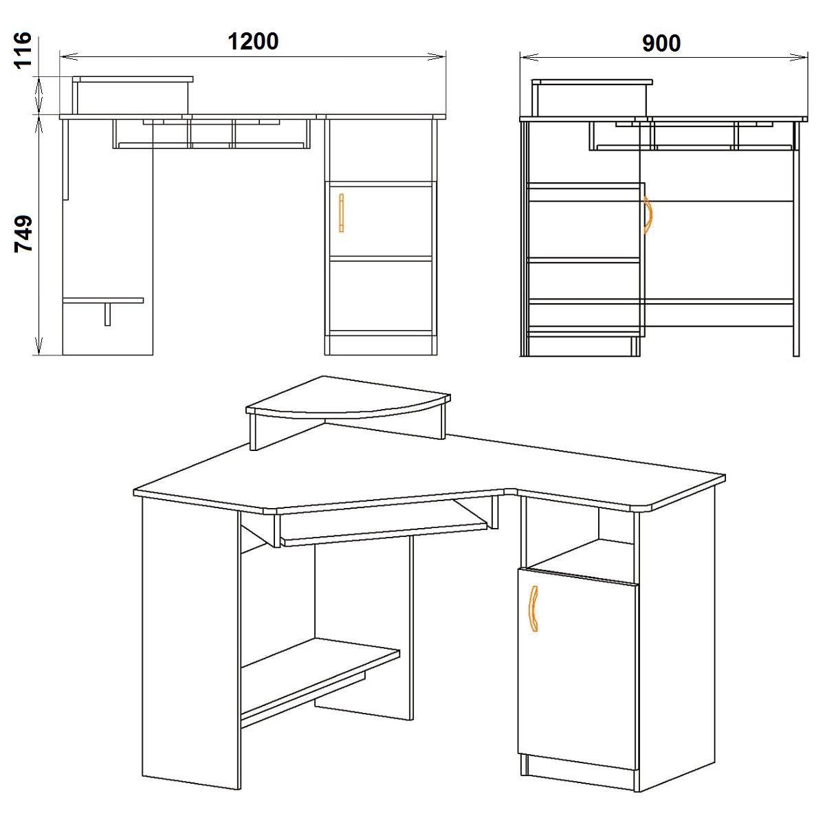 Стіл комп'ютерний Компаніт СУ-1 120х90х86,5 см Ательє світлий (26728840) - фото 2 Стіл комп'ютерний Компаніт СУ-1 120х90х86,5 см Ательє світлий (26728840) - фото 2