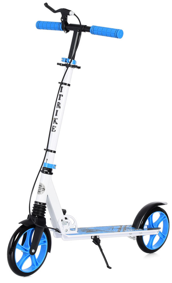 Самокат iTrike двоколісний/складний/з ручним гальмом/поліуретанові колеса Білий/Синій (DS-171-S-330)