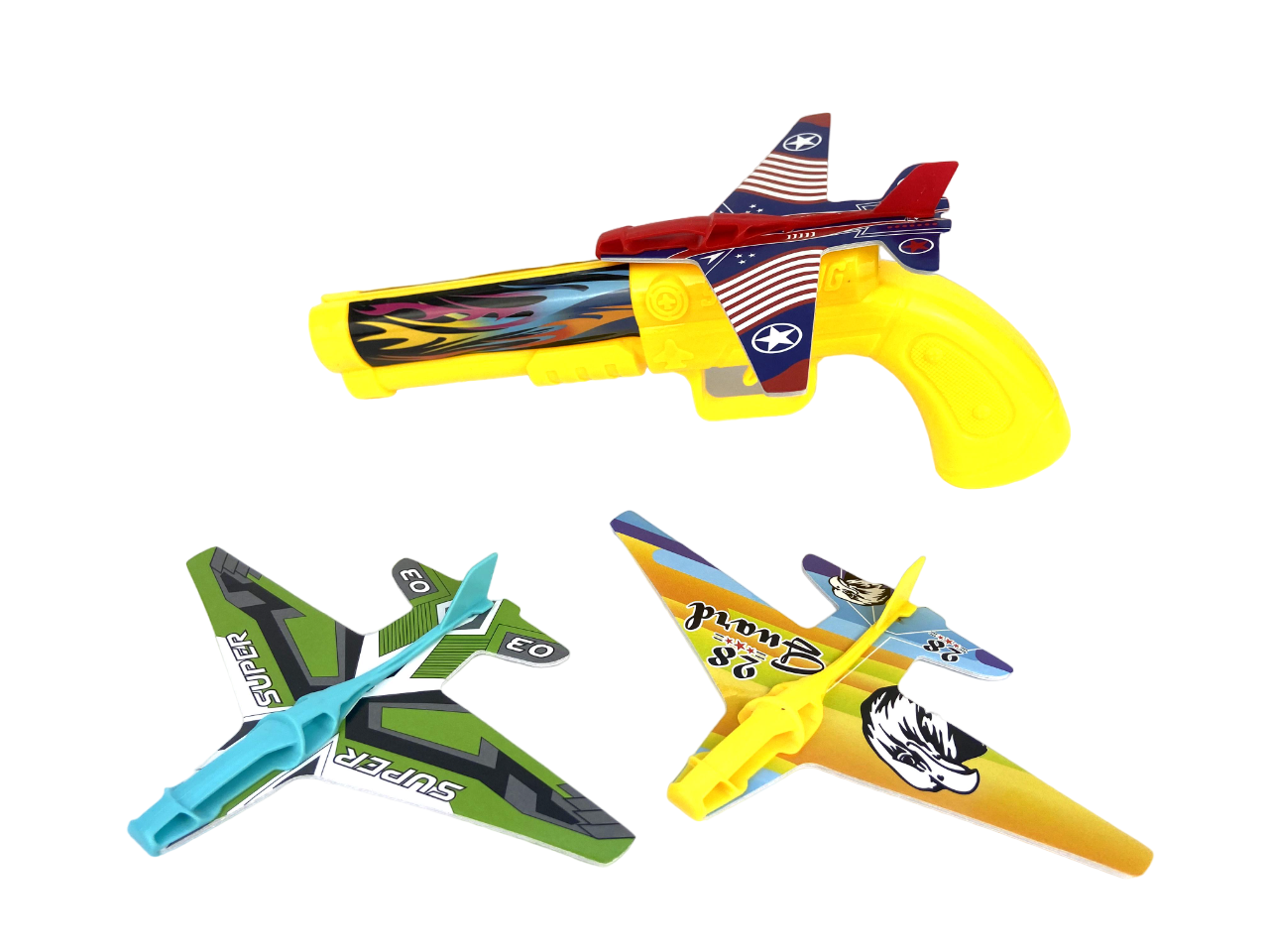 Игрушечный пистолет-катапульта Air Battle 8194B запускает самолетики Желтый (10892195)