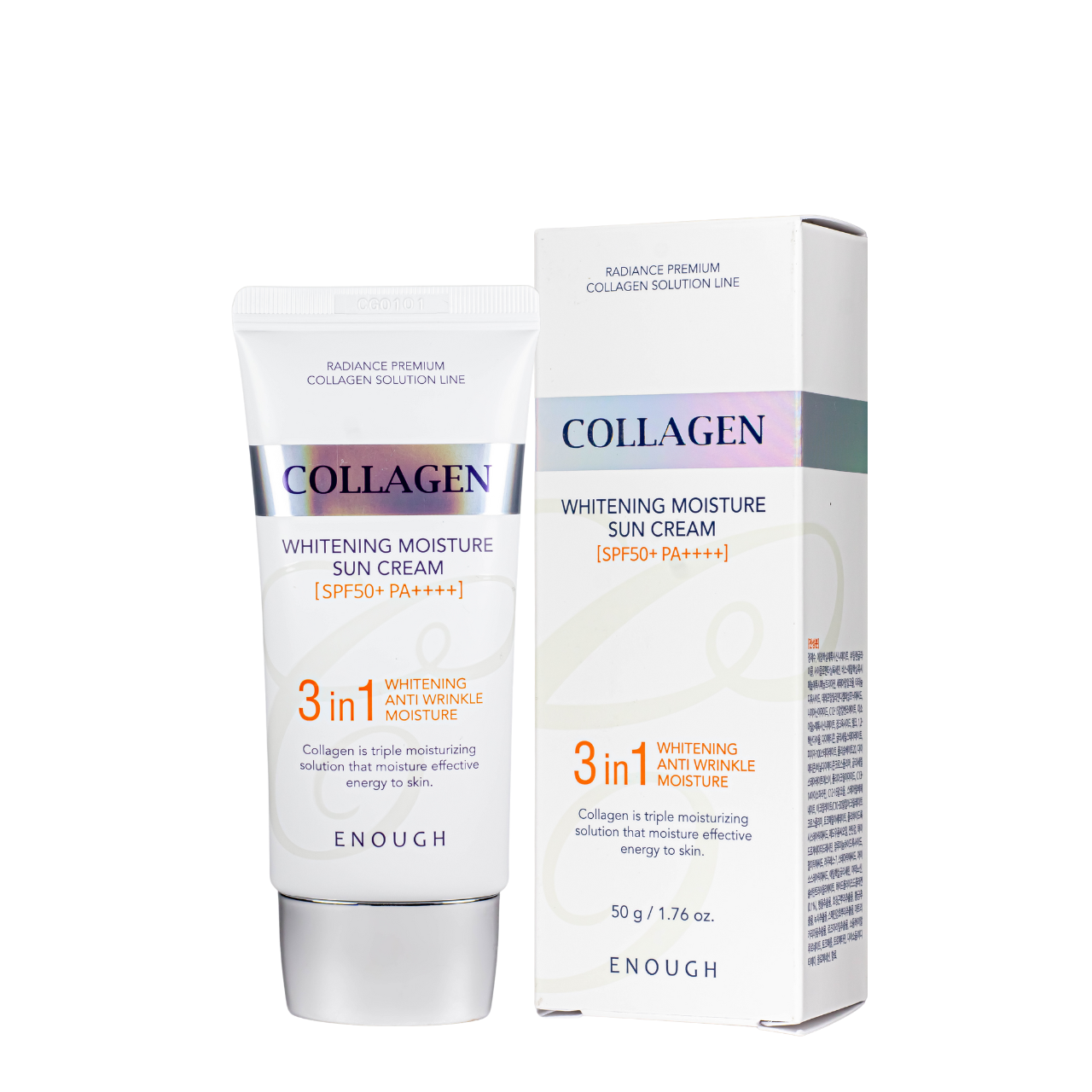Крем солнцезащитный SPF50+ PA++++ Enough Collagen 3в1 с эффектом отбеливания 50 мл