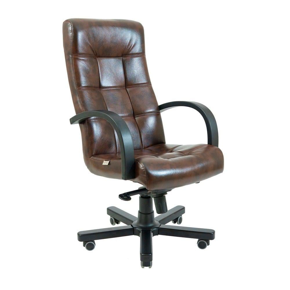 Офисное кресло руководителя Richman Virginia VIP Wood M3 MultiBlock натуральная кожа Lux Madras Коричневый (64ca425304b9e938a47ba215)