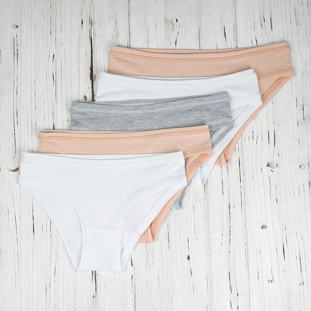 Набор трусов-слип трикотажных XXL 5 шт. Серый/Белый/Телесный