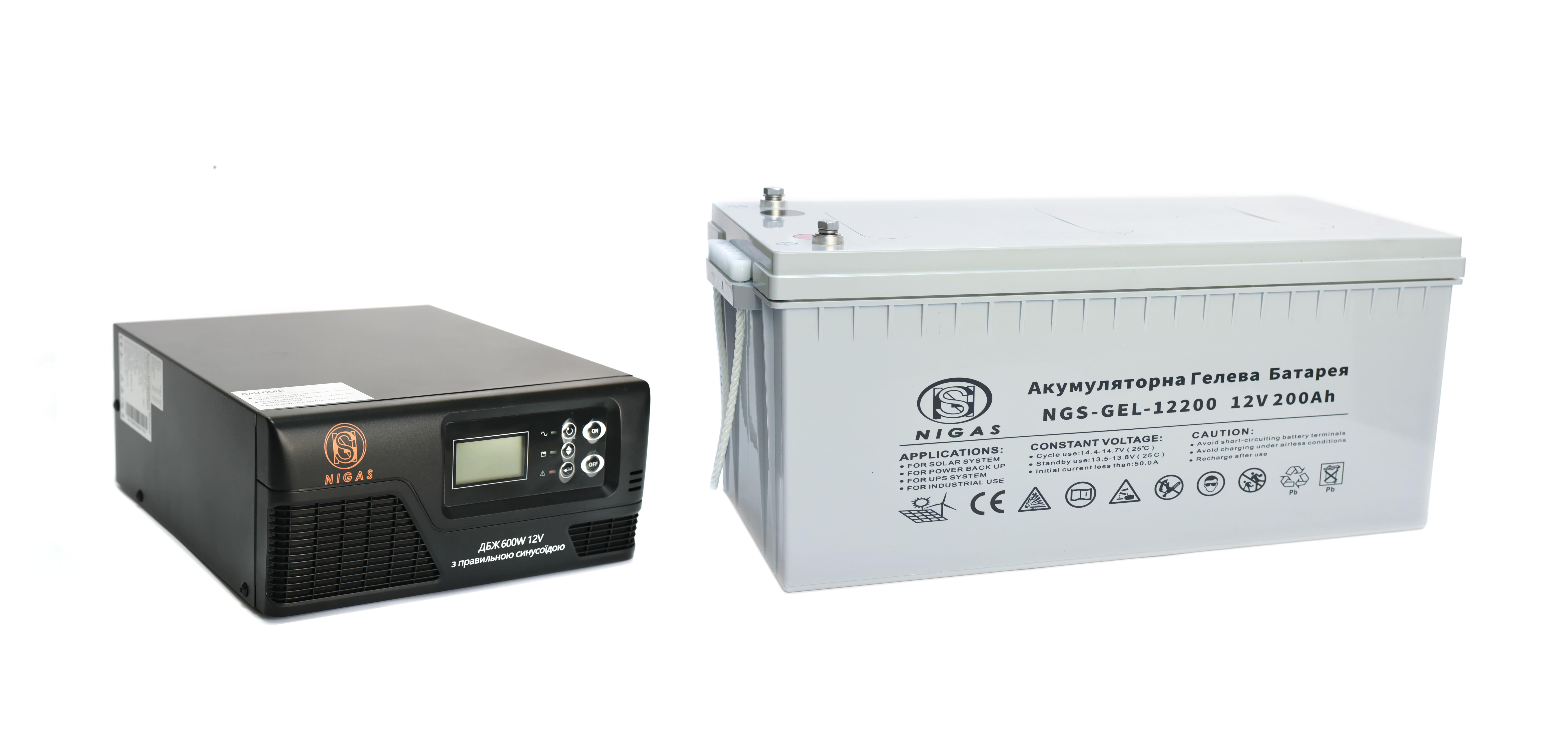 Комплект резервного живлення ДБЖ + гелева батарея NGS-0612 + АКБ NGS-GEL-12200 2400W