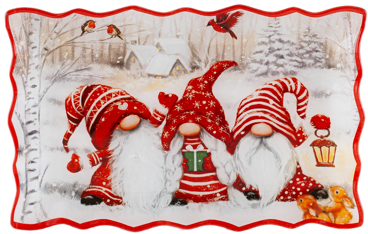 Блюдо VIVA NY GNOMES прямоугольное стеклянное 30x19,8 см (S440512-1)