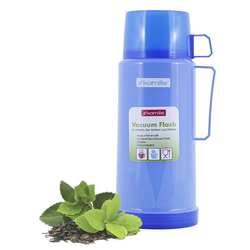 Термос Kamille зі скляною колбою 1000 мл Блакитний (2072) - фото 1 Термос Kamille зі скляною колбою 1000 мл Блакитний (2072) - фото 1
