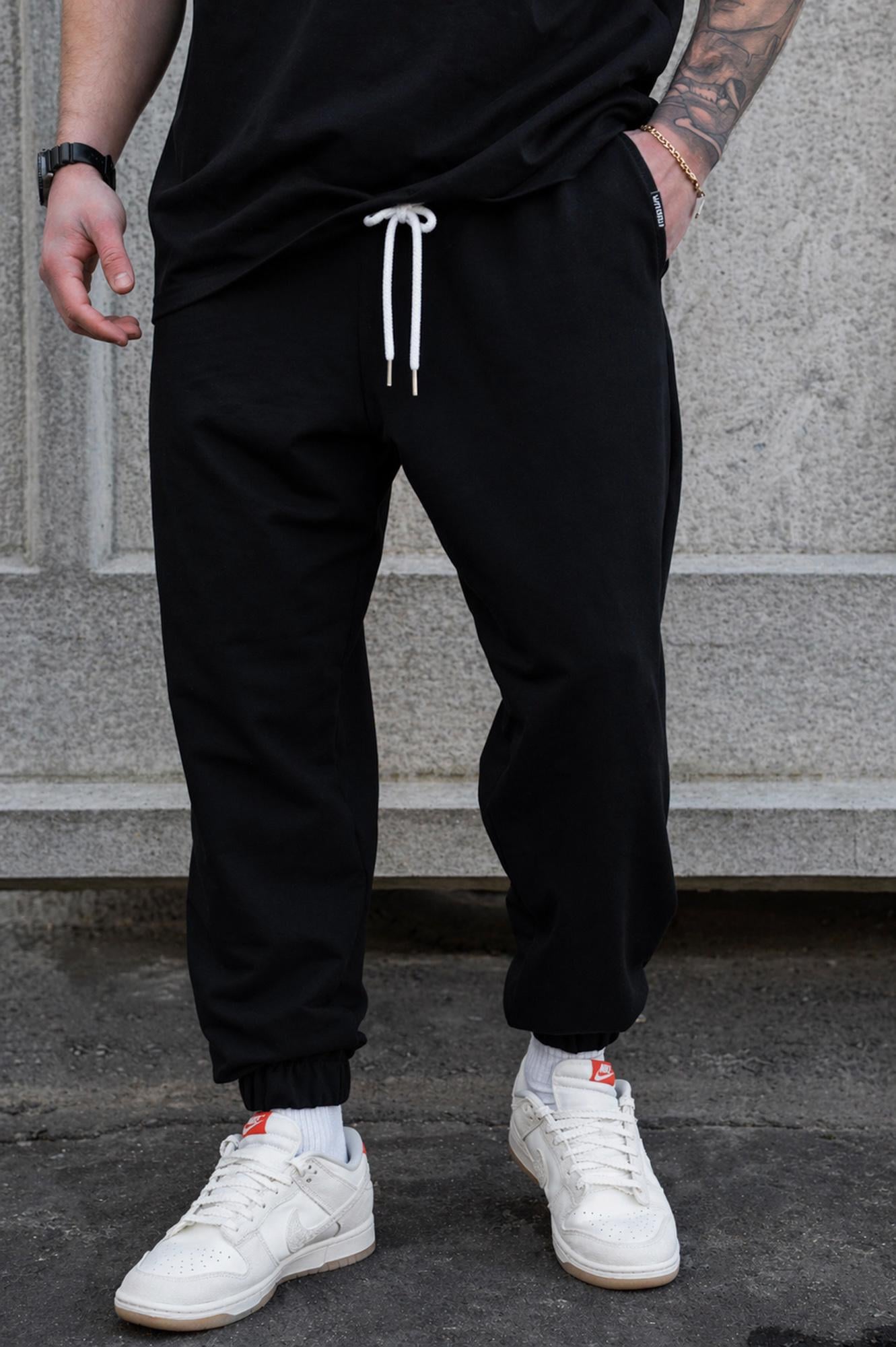 Брюки джогеры демисезонные Without Runer трикотажные 3XL Black/White (3XL8056403 8056404)