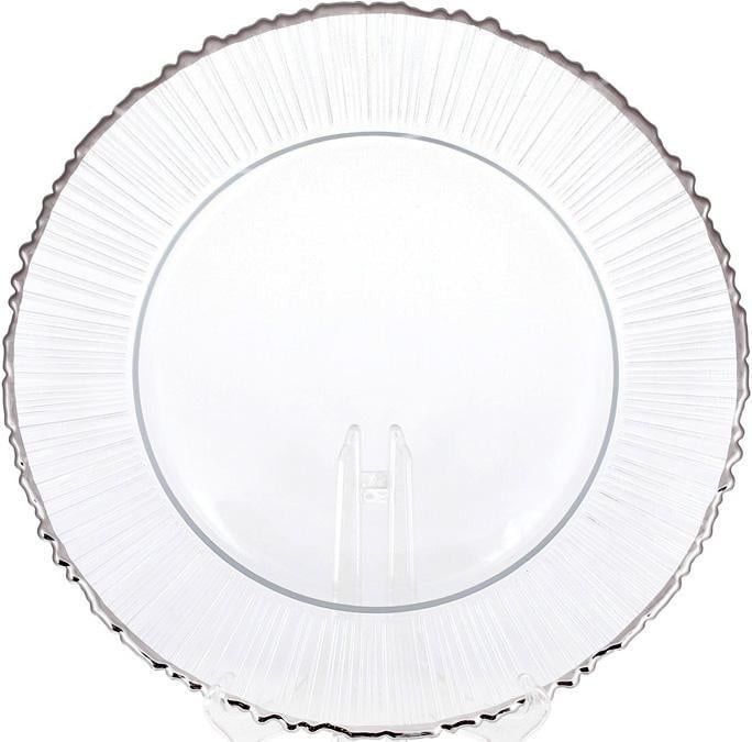 Сервировочное блюдо с серебряной каймой 33 см Прозрачный