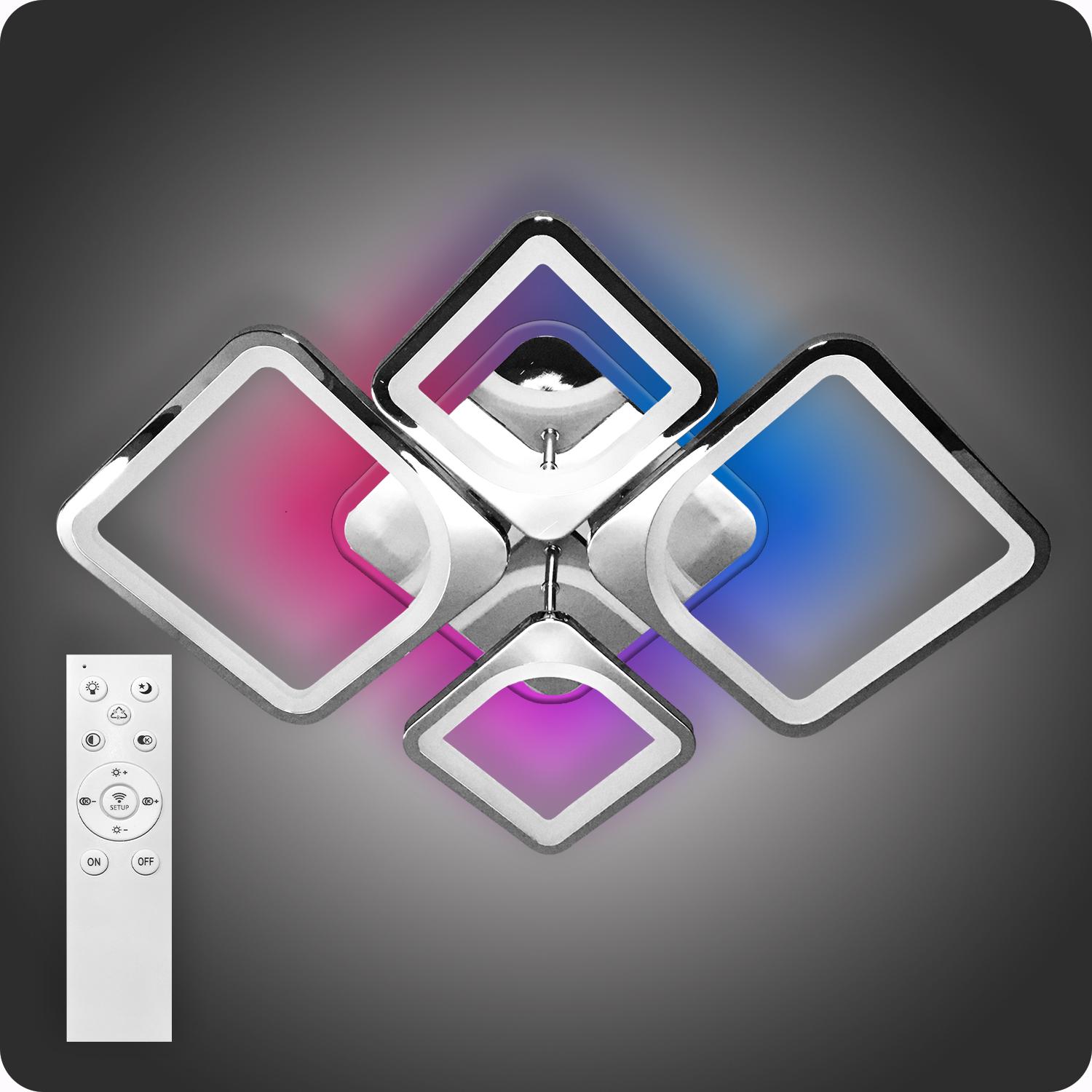 Люстра светодиодная 517 Light 3color с пультом 120 Вт Хром (01738)