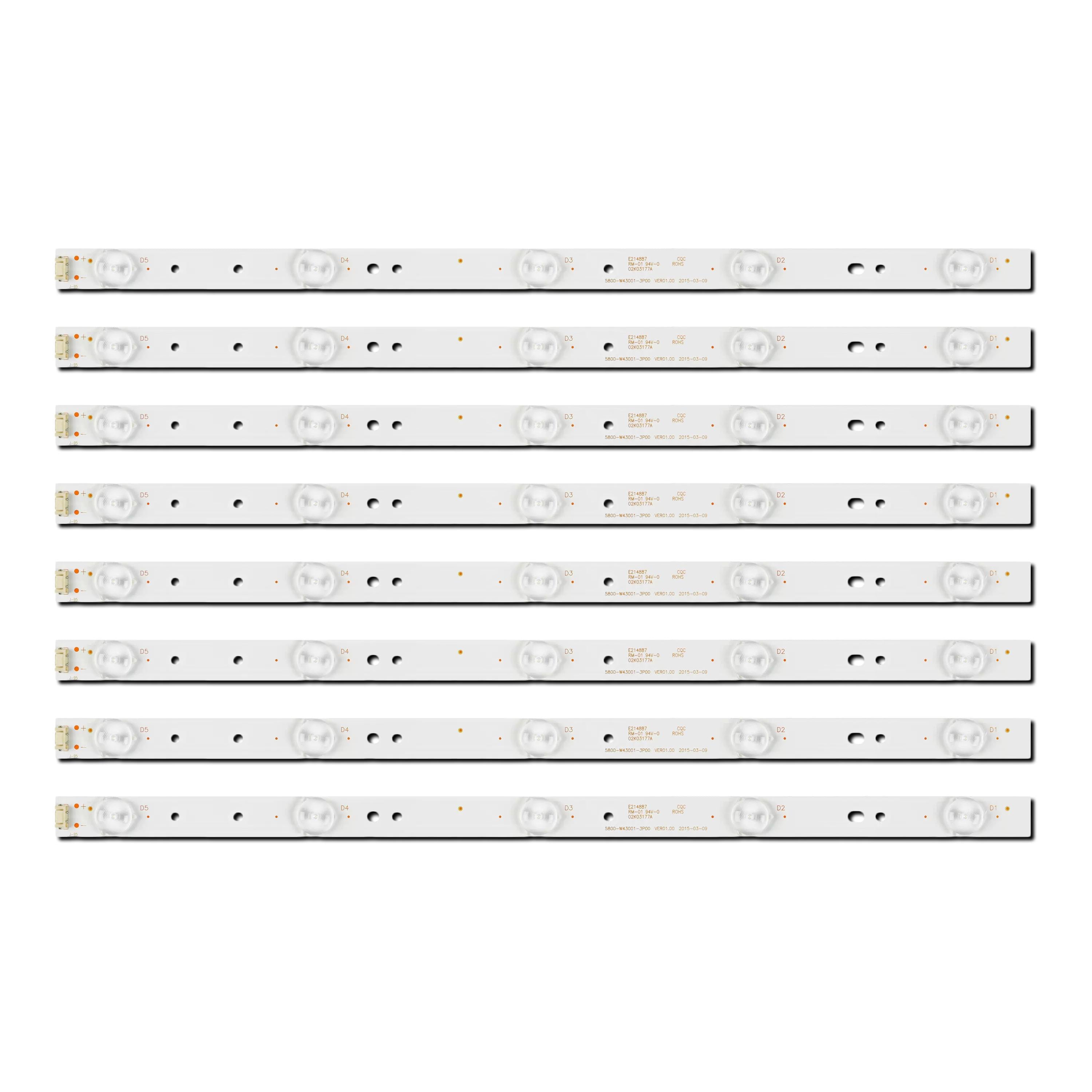 Комплект LED подсветки для TV 5800-W43001-3P00 VER01.00 5800-W43001-5P00 VER02.00 02K03117A 05-1A035A-03A 43" 8 шт. (ART-14919) Комплект LED подсветки для TV 5800-W43001-3P00 VER01.00 5800-W43001-5P00 VER02.00 02K03117A 05-1A035A-03A 43" 8 шт. (ART-14919)