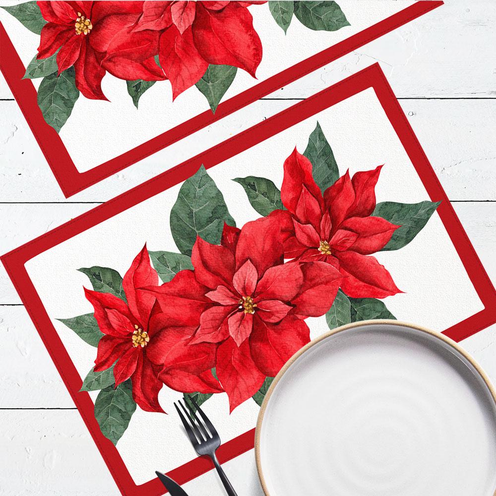 Салфетка тканевая сервировочная Presentville под тарелку Рождественец (молочай) 40х27 см 2 шт. (SRVS_O_23NG036)