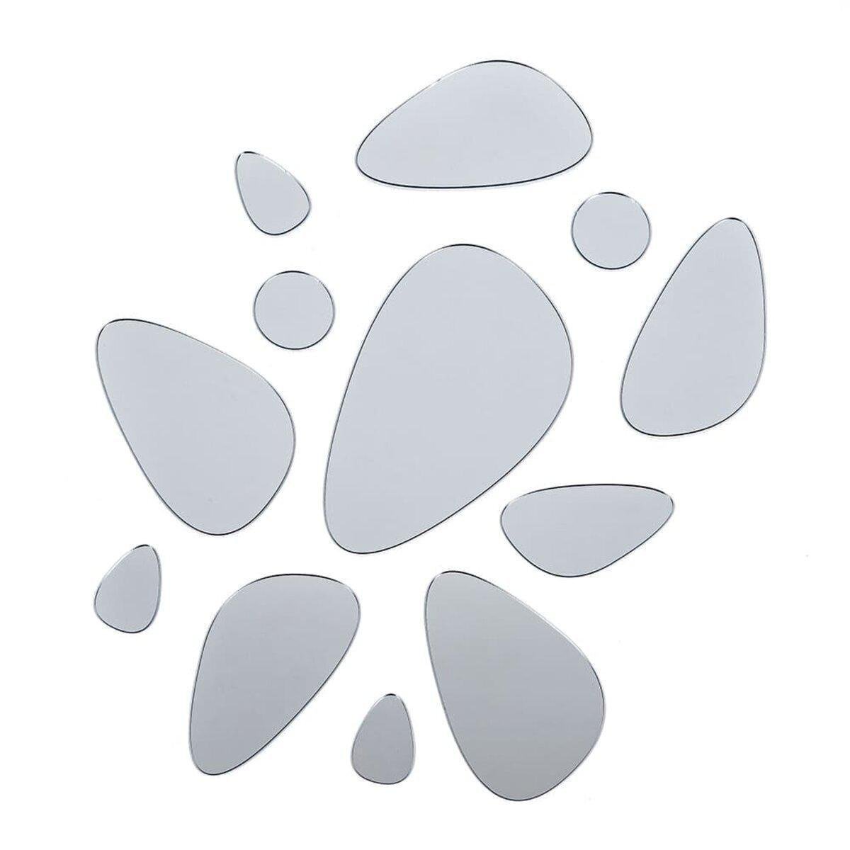 Декор дзеркальний акриловий самоклеючий Камінці 12 шт. Сріблястий (SW-00002496)