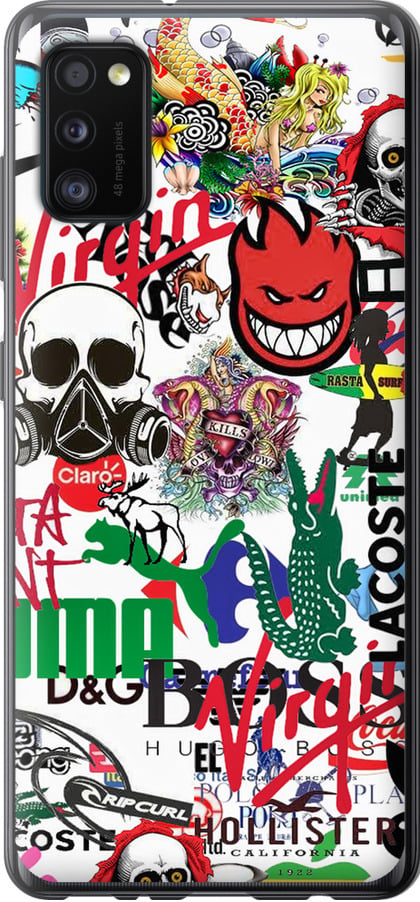 Чехол на Samsung Galaxy A41 A415F Many different logos (4022u-1886-42517)