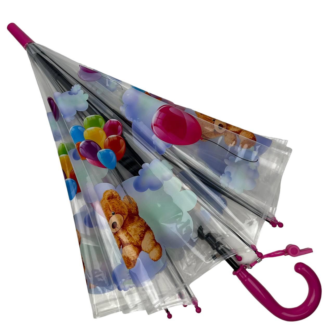 Зонтик-трость детская Rain Proof Мишки Прозрачный/Розовый (0272-2) - фото 2 Зонтик-трость детская Rain Proof Мишки Прозрачный/Розовый (0272-2) - фото 2