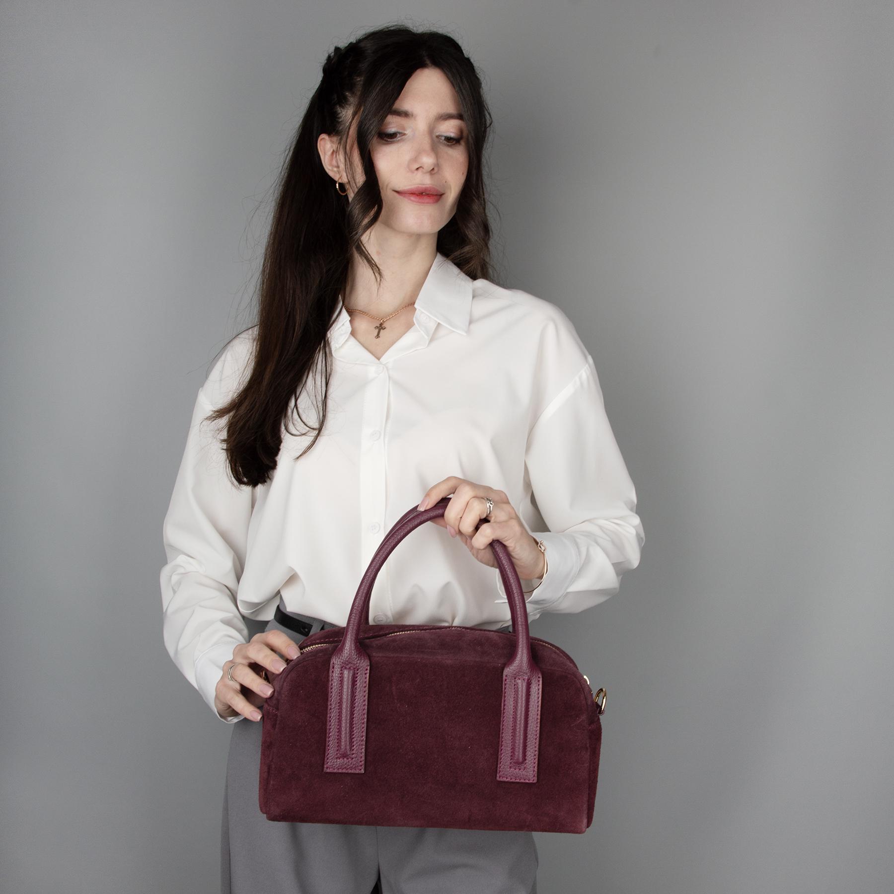 Жіноча сумка замшева Virginia Conti 03972 з ручками Винний (2791339532) - фото 2 Жіноча сумка замшева Virginia Conti 03972 з ручками Винний (2791339532) - фото 2