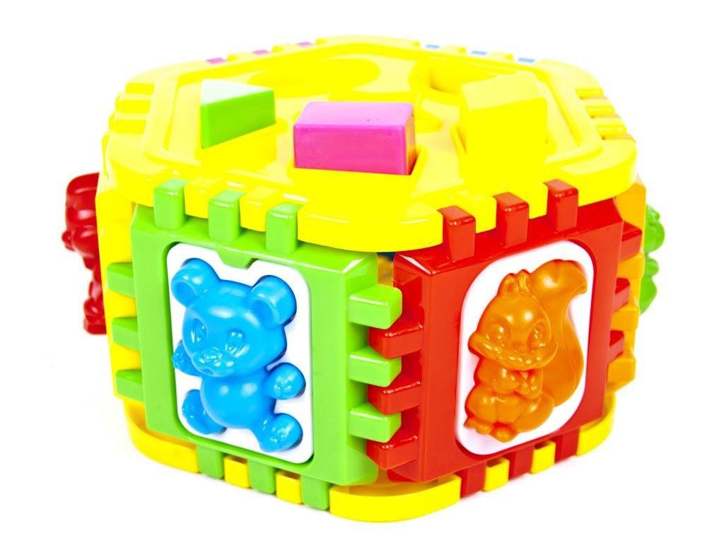 Логический сортер-шестиугольник KinderWay с геометрией и животными 20x20x10,5 см (50-002)